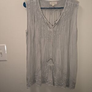 Gray Embroidered Sleeveless Top
